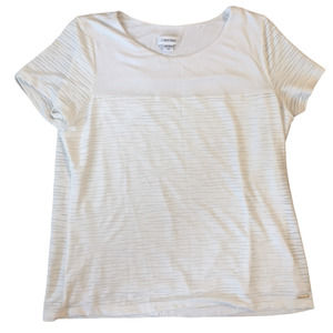 Calvin Klein White Short Sleeve Contrast Blouse L